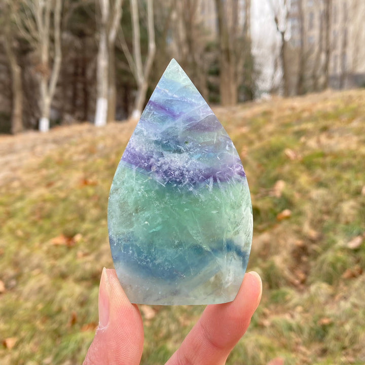 Natural Feather Fluorite Teardrop