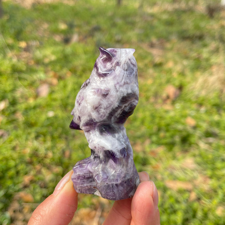 Natural Crystal Carving Owl On Tree Stump