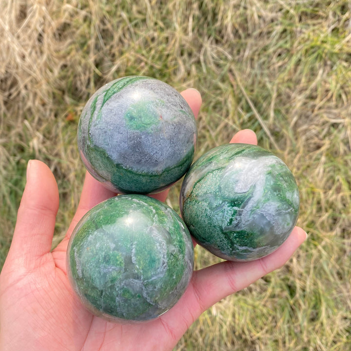 Natural Crystal African Green Jade Sphere