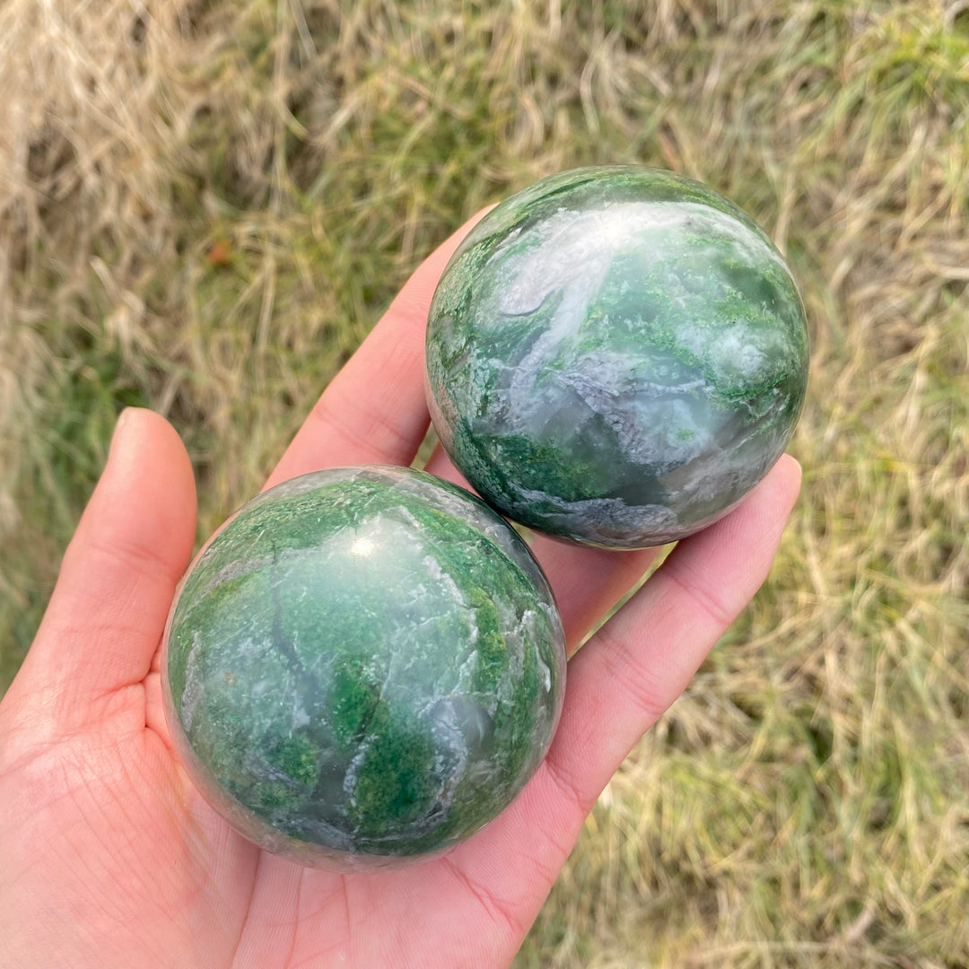 Natural Crystal African Green Jade Sphere