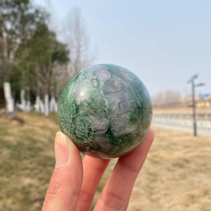 Natural Crystal African Green Jade Sphere