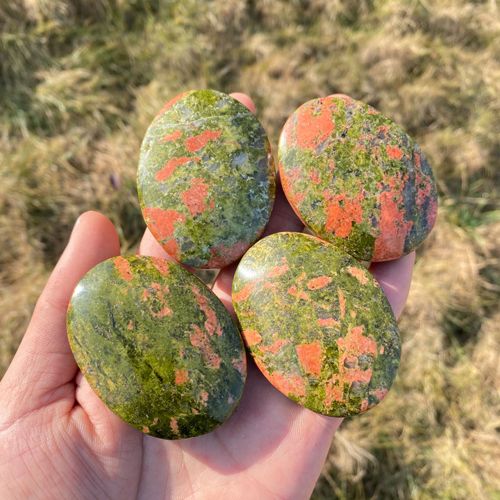 Natural Crystal Unakite Palm Stone