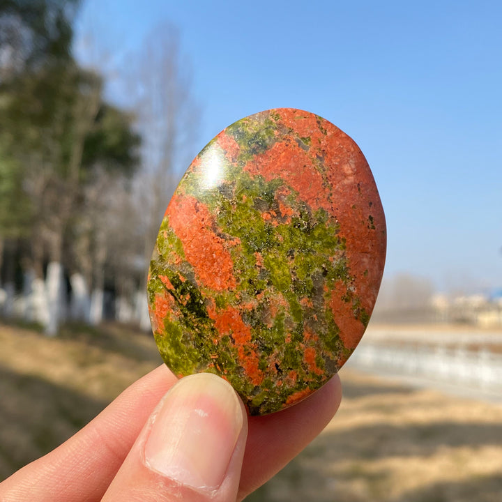 Natural Crystal Unakite Palm Stone