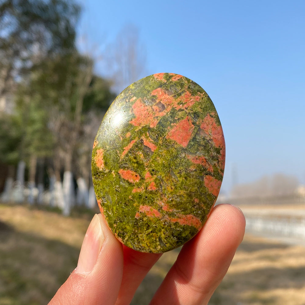 Natural Crystal Unakite Palm Stone