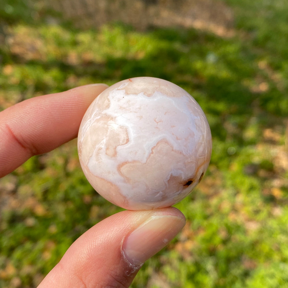 Natural Pink Flower Agate Sphere