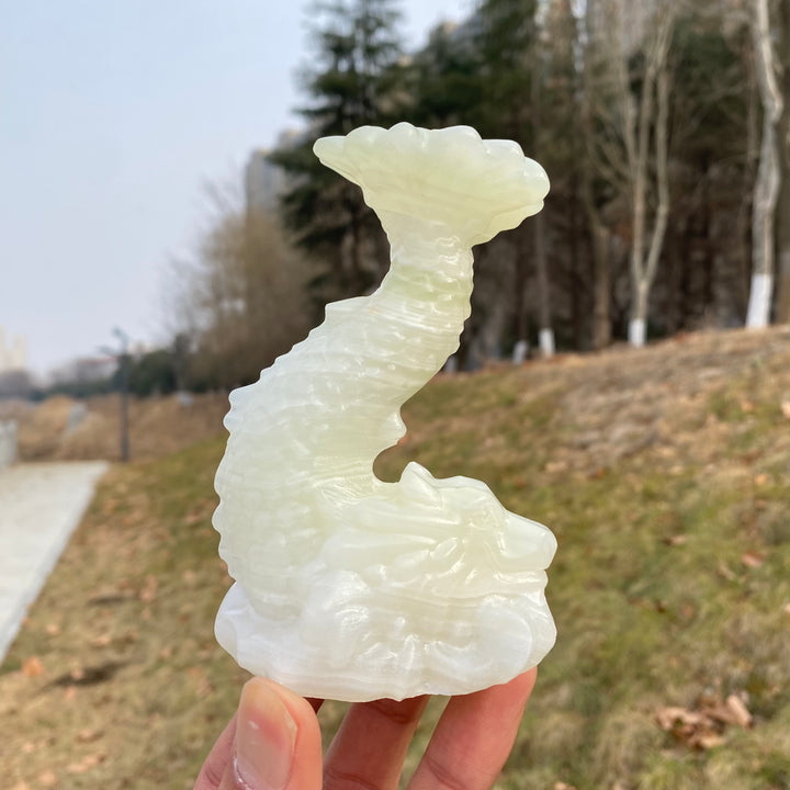 Natural Crystal Afghan Jade Dragon Fish