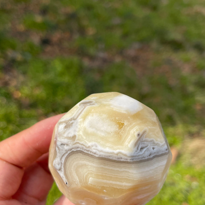 Unique,Natural Crystal Mexican Calcite Faceted Sphere