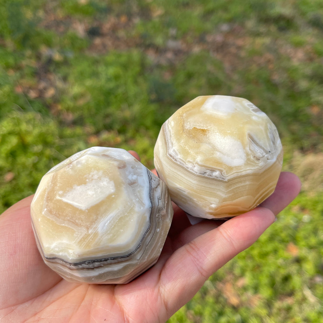 Unique,Natural Crystal Mexican Calcite Faceted Sphere
