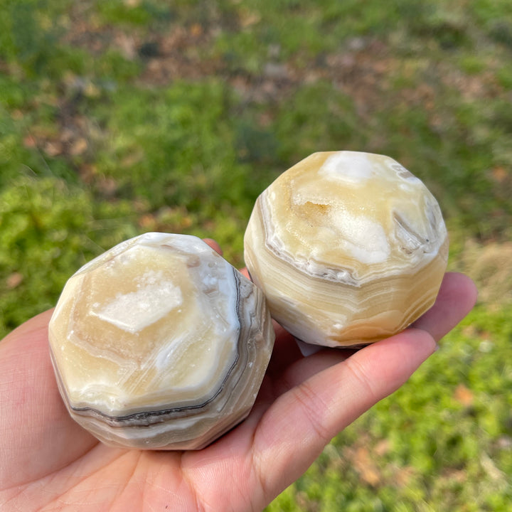 Unique,Natural Crystal Mexican Calcite Faceted Sphere