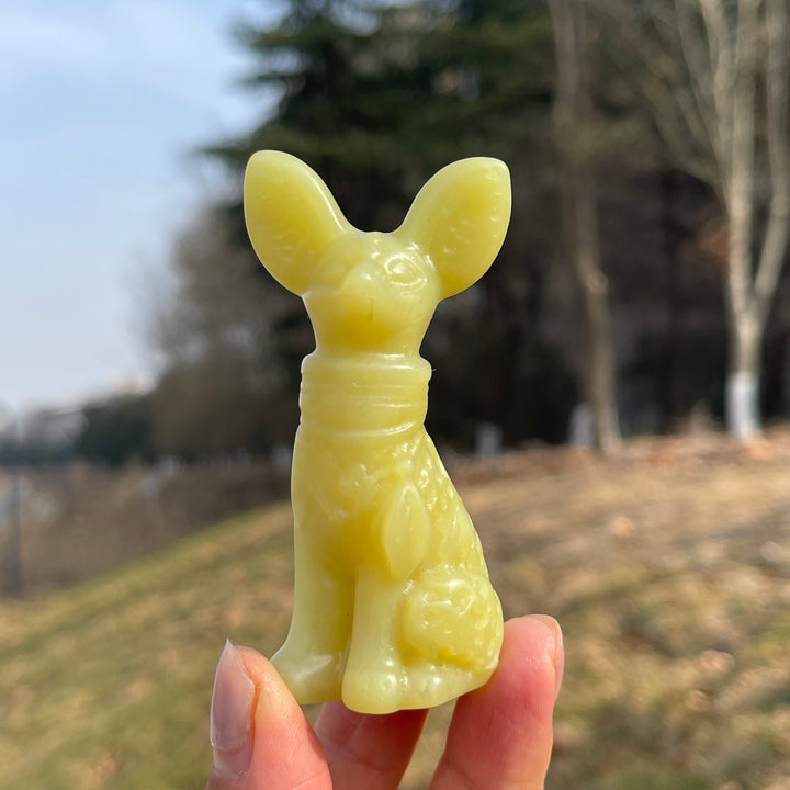 Natural Crystal Carved Big Ear Dog