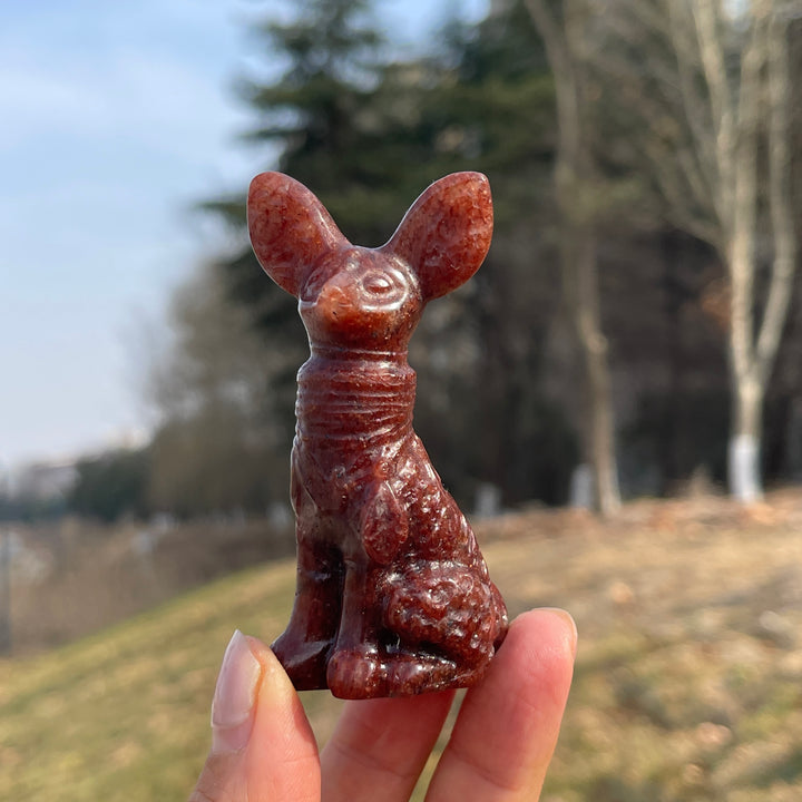 Natural Crystal Carved Big Ear Dog
