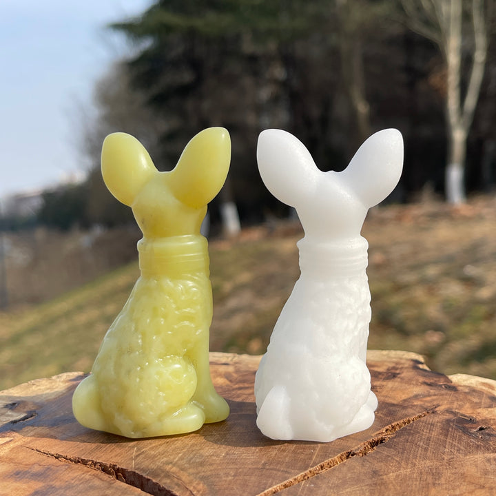 Natural Crystal Carved Big Ear Dog