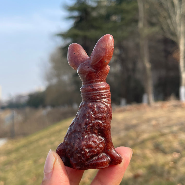 Natural Crystal Carved Big Ear Dog