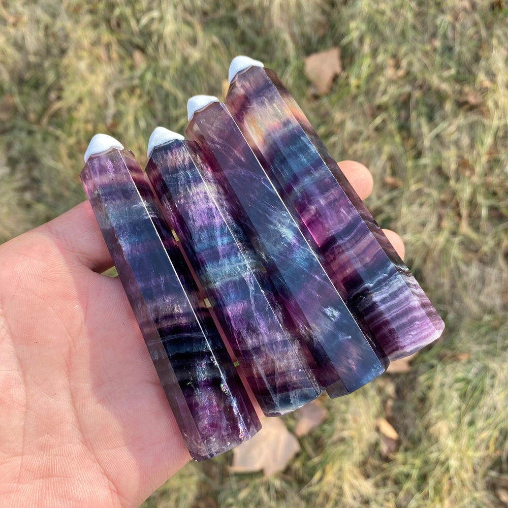 Natural Crystal Rainbow Fluorite Point