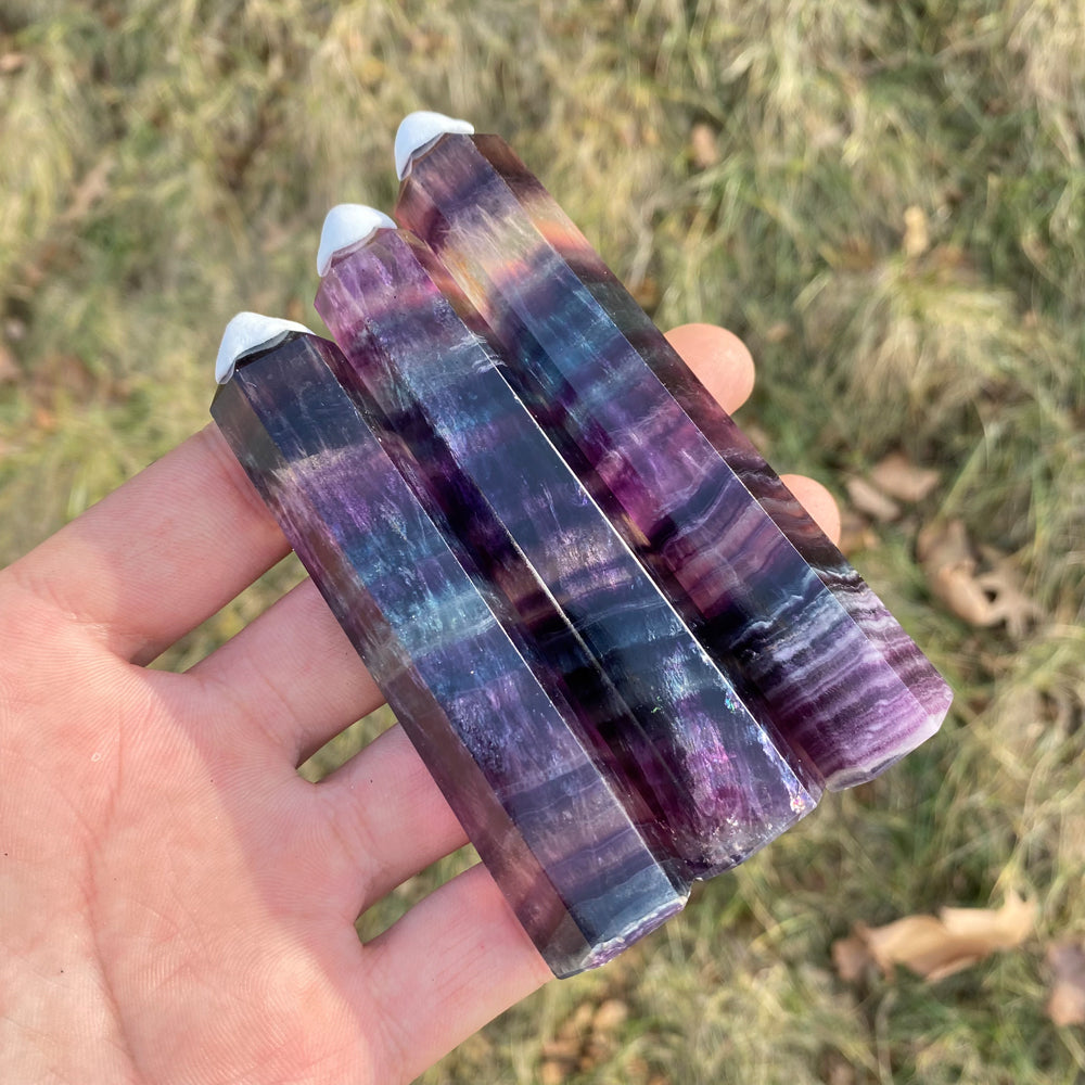 Natural Crystal Rainbow Fluorite Point