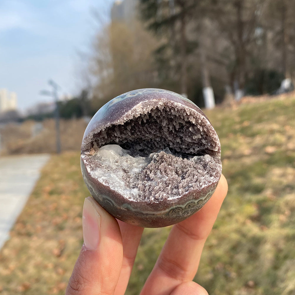 Unique,Natural Crystal Amethyst Open Smile Sphere – KiKi Crystal