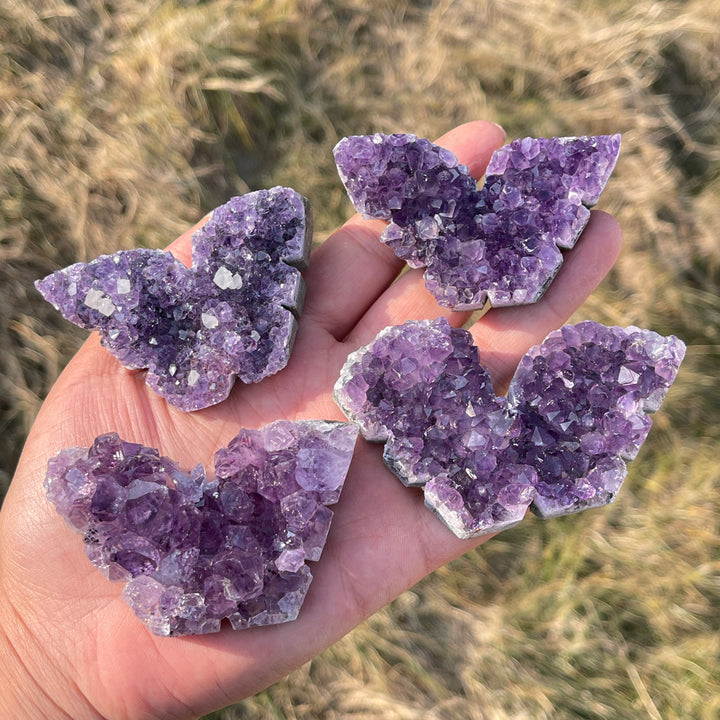 Natural Crystal Amethyst Cluster Butterfly