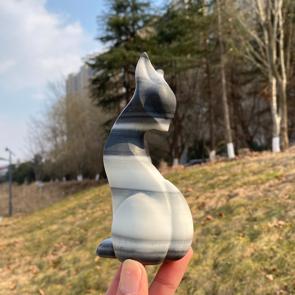 Natural Crystal Carving Looking-Back Fox