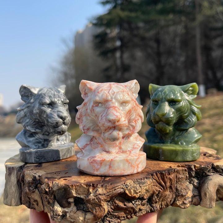 Natural Crystal Carving Majestic Tiger Head
