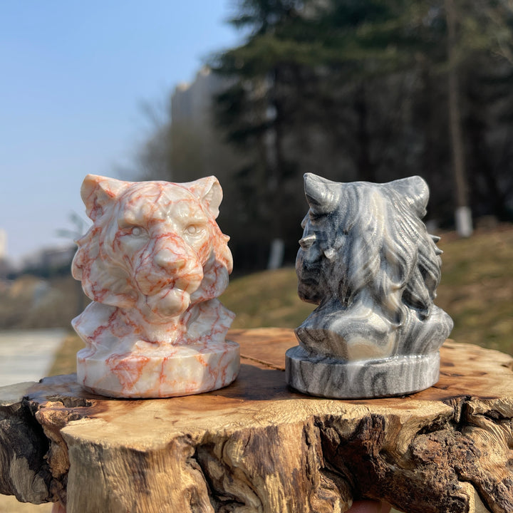 Natural Crystal Carving Majestic Tiger Head