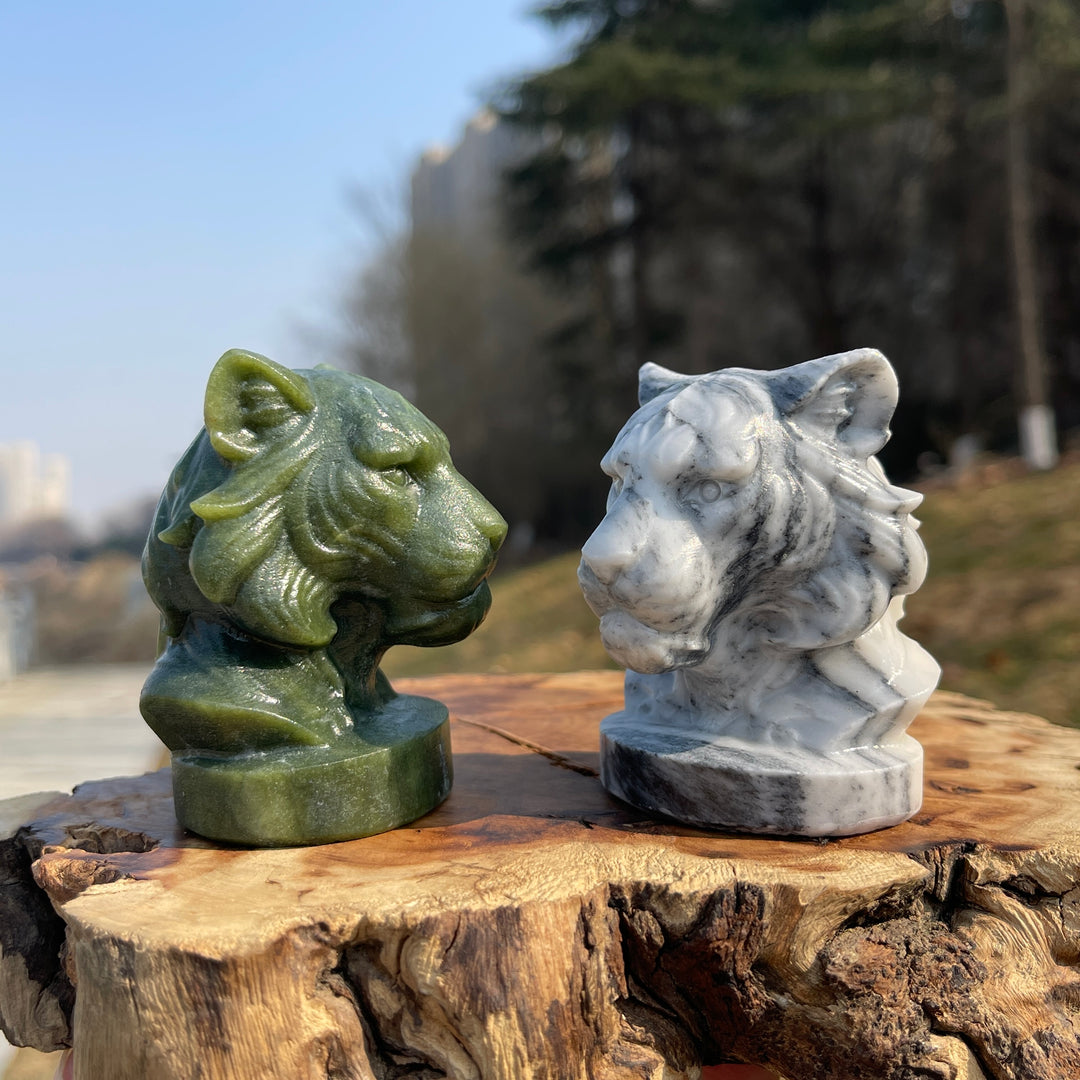 Natural Crystal Carving Majestic Tiger Head