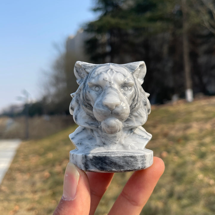 Natural Crystal Carving Majestic Tiger Head
