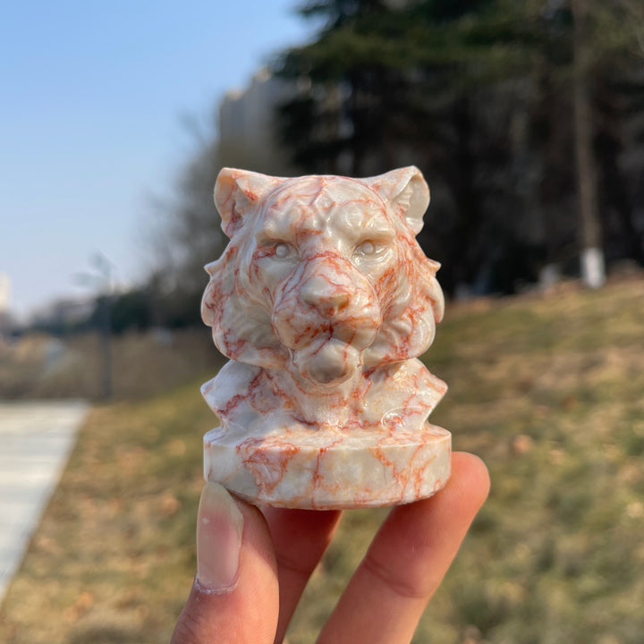Natural Crystal Carving Majestic Tiger Head