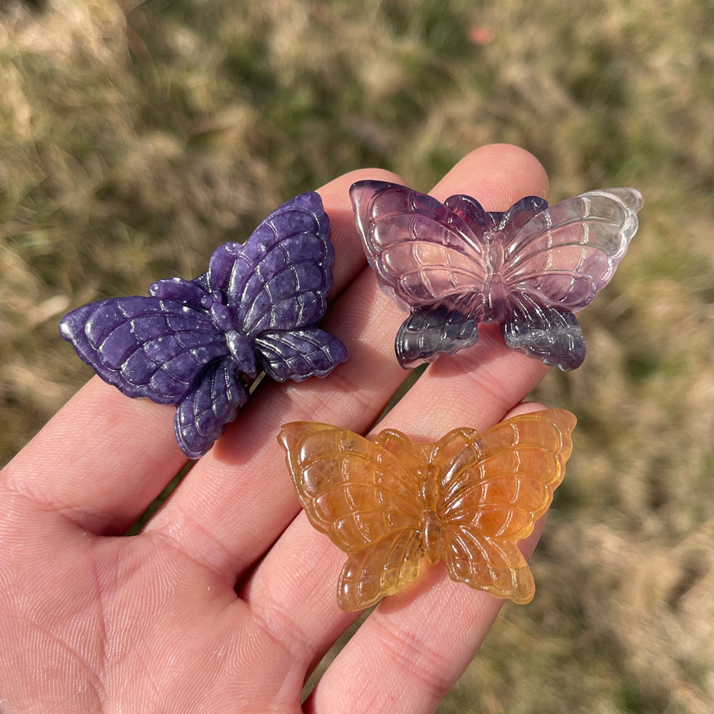 Natural Crystal Carving Enchanting Butterfly