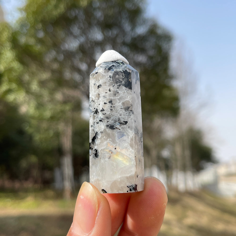 Natural Rainbow Moonstone Crystal Point