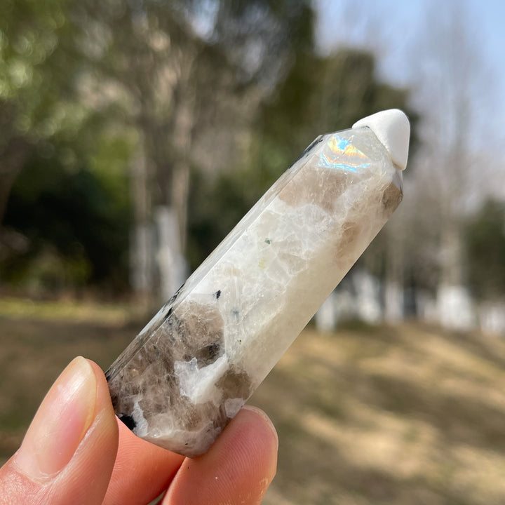 Natural Rainbow Moonstone Crystal Point