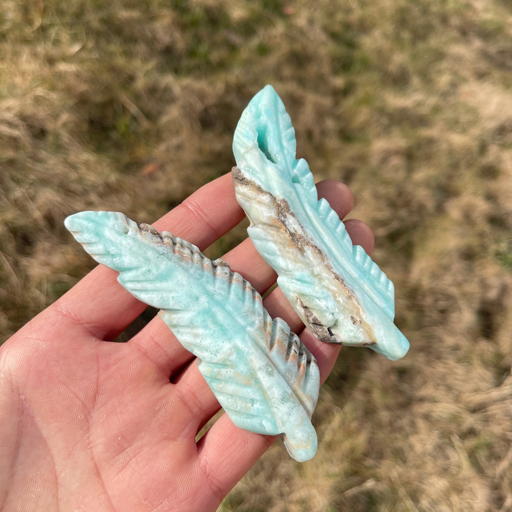 Natural Crystal Carving Hemimorphite Feather