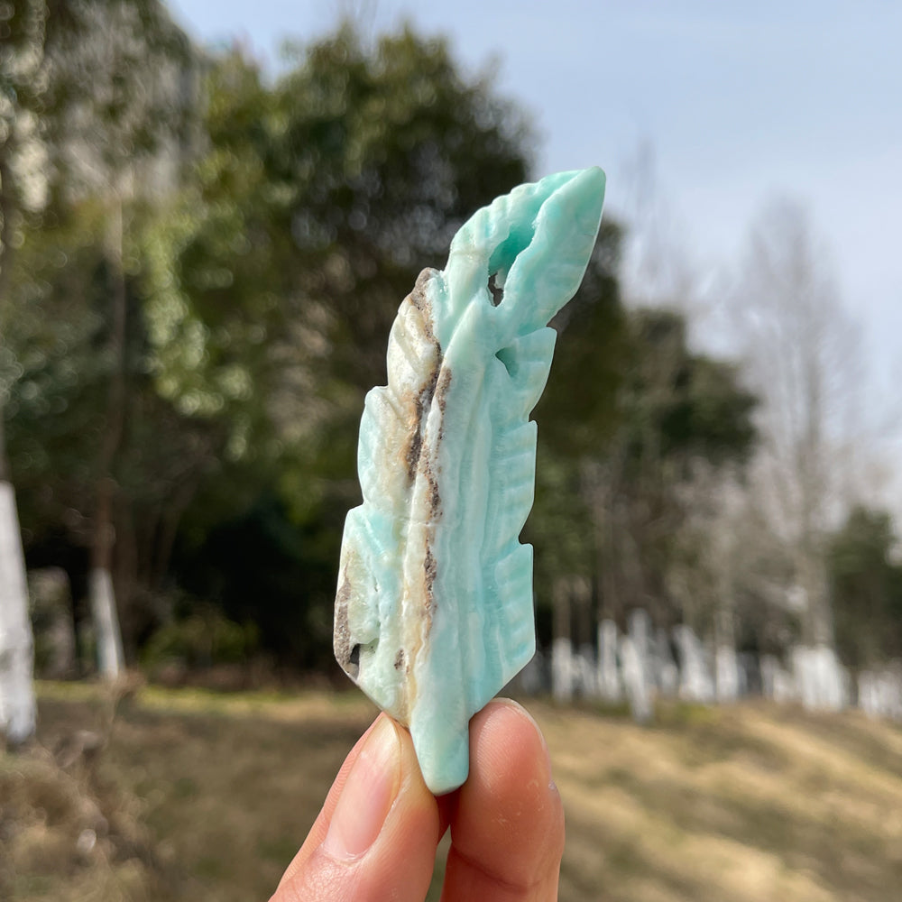 Natural Crystal Carving Hemimorphite Feather
