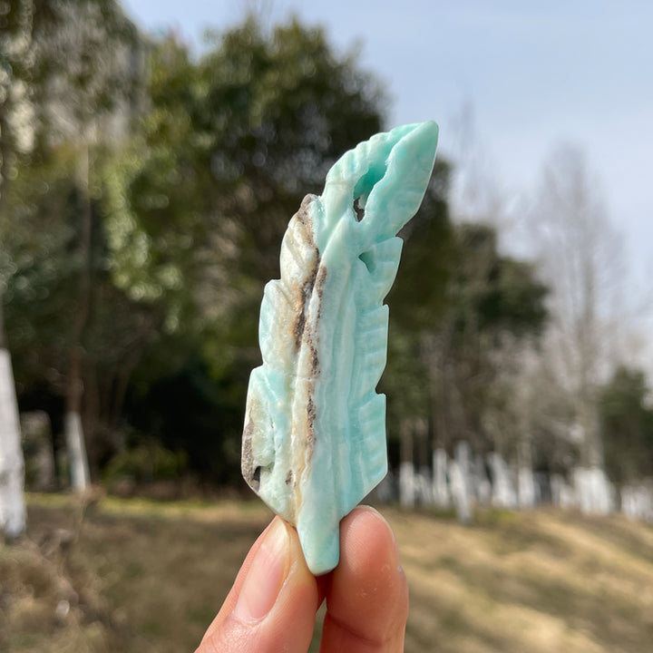 Natural Crystal Carving Hemimorphite Feather