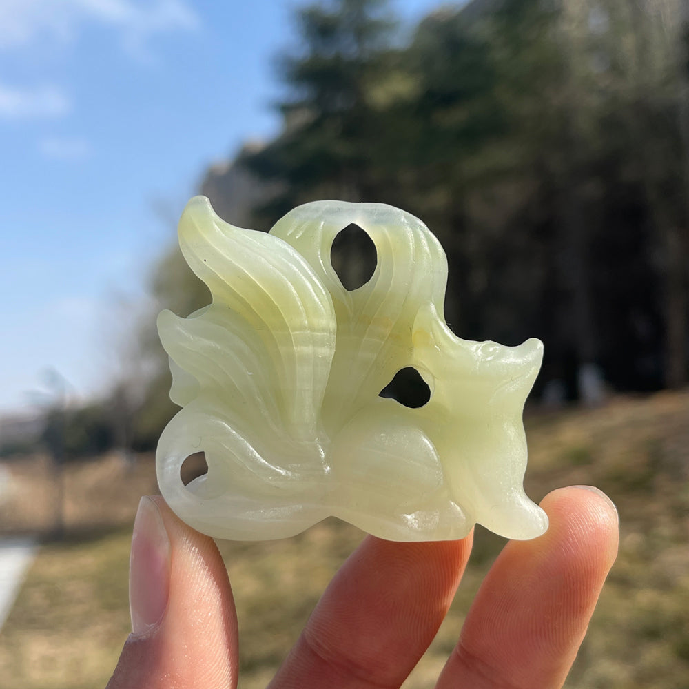 Natural Crystal Nine-Tailed Fox with Heart