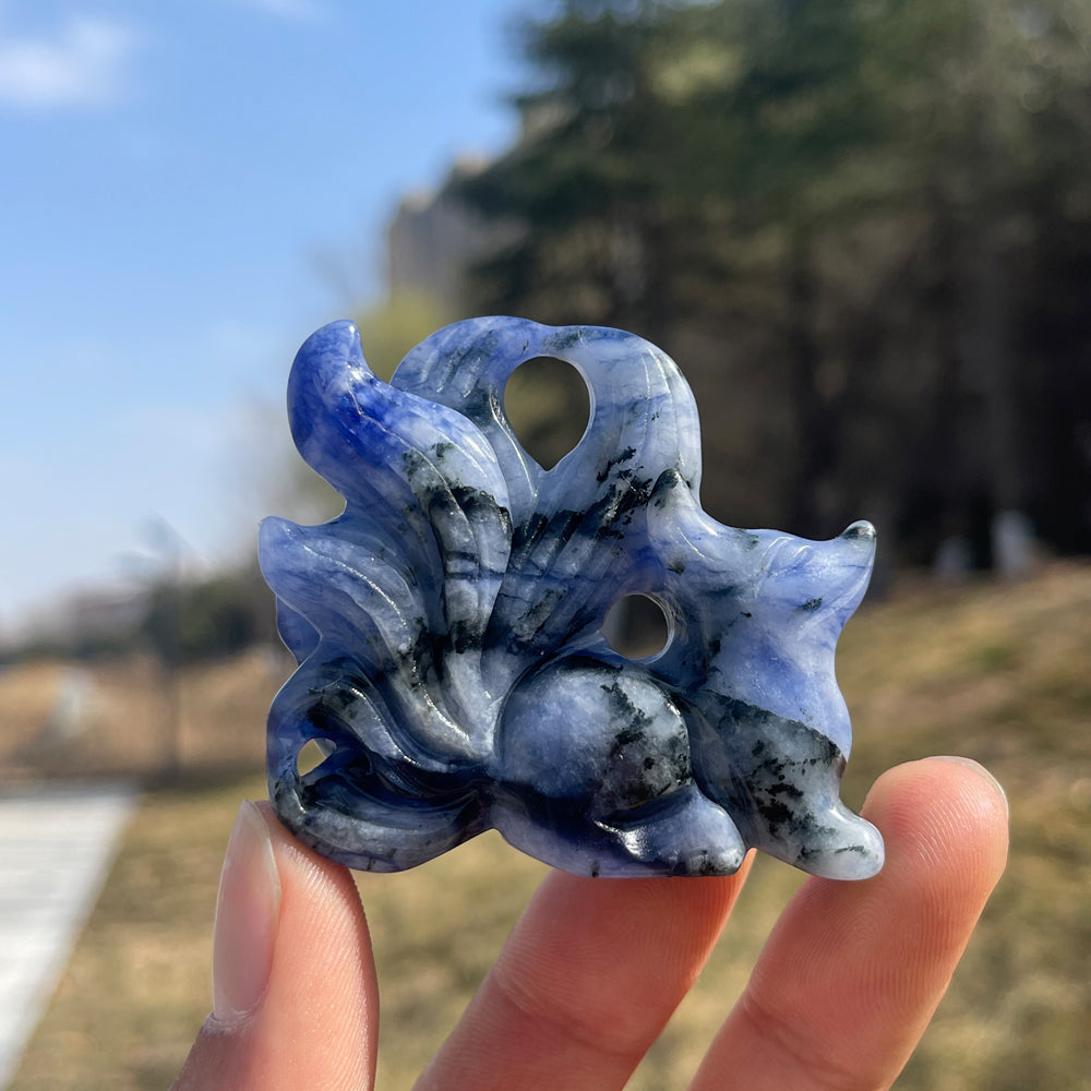 Natural Crystal Nine-Tailed Fox with Heart