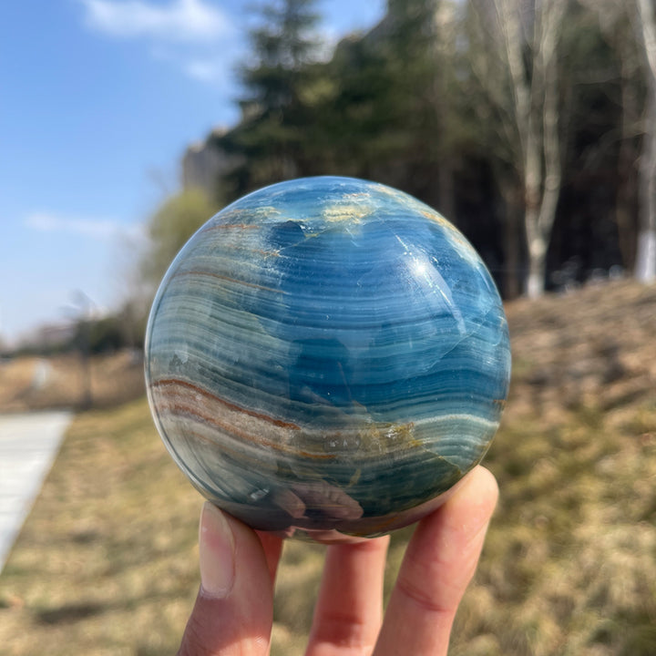 Unique,Natural Lemurian Aquatine Calcite Sphere