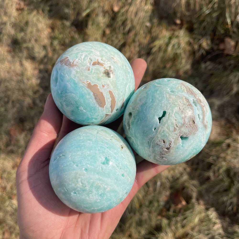Unique,Imperfect Natural Crystal Hemimorphite Sphere