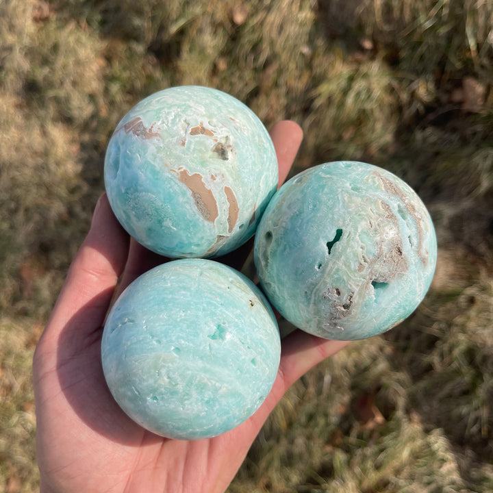 Unique,Imperfect Natural Crystal Hemimorphite Sphere