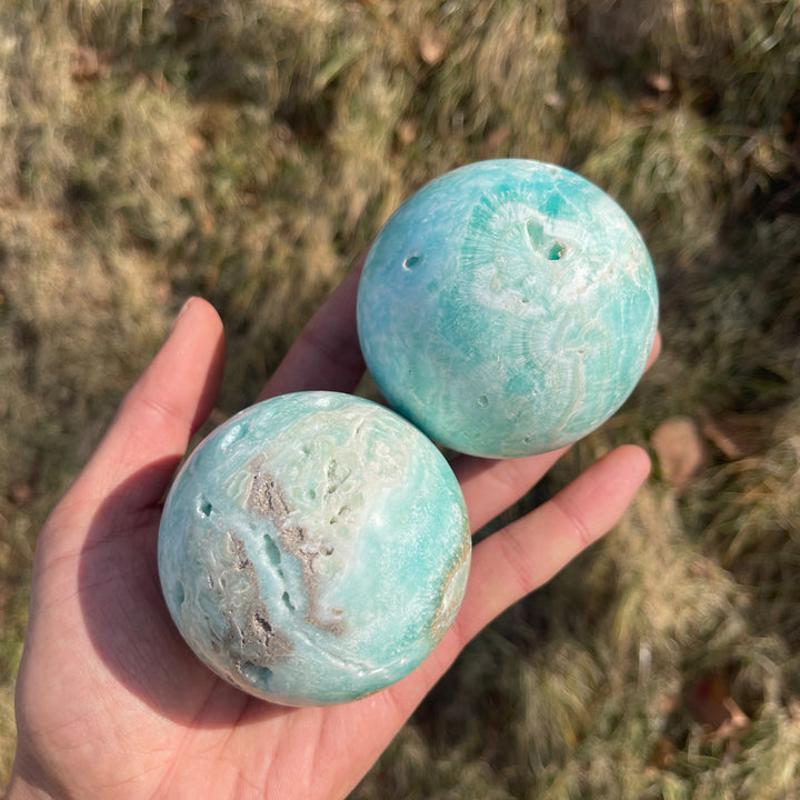 Unique,Imperfect Natural Crystal Hemimorphite Sphere
