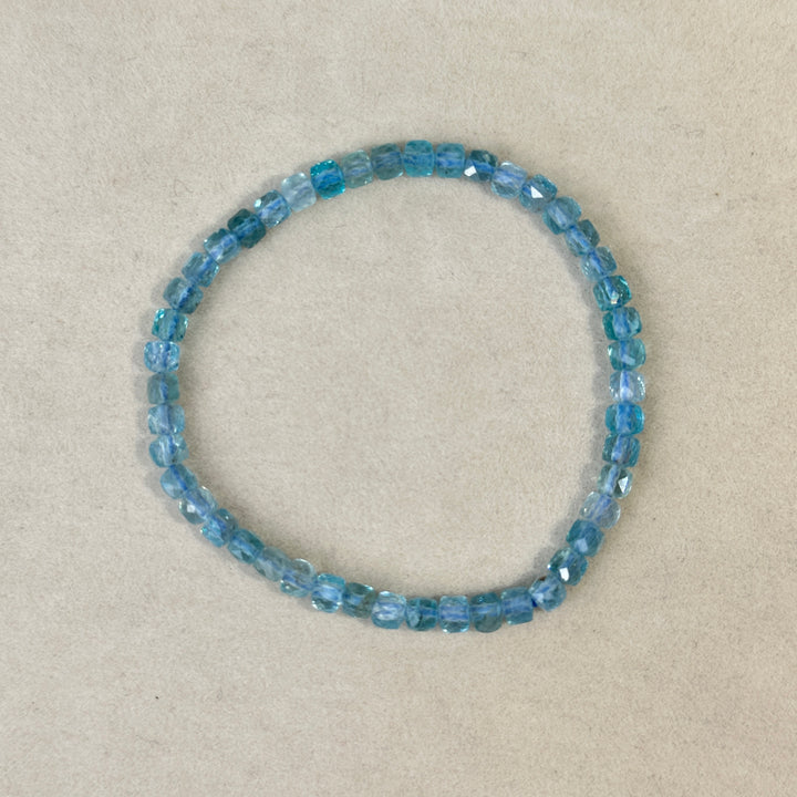 Blue Apatite Faceted Crystal Bracelet 7.6 mm