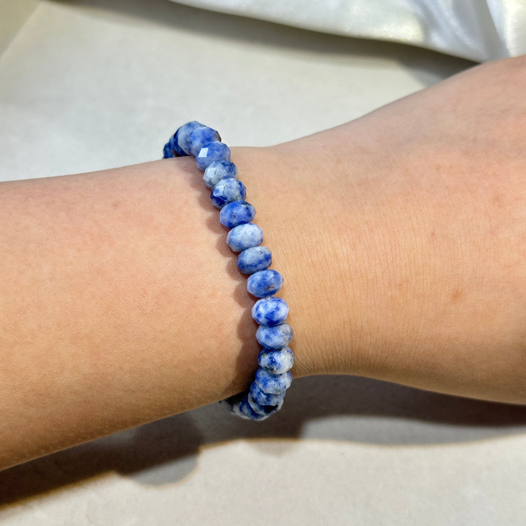 Blue Sodalite Abacus Bead Bracelet 7.8-7.9mm
