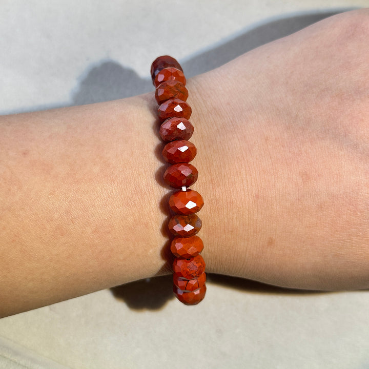 Red Jasper Abacus Bead Bracelet 9.6-10mm