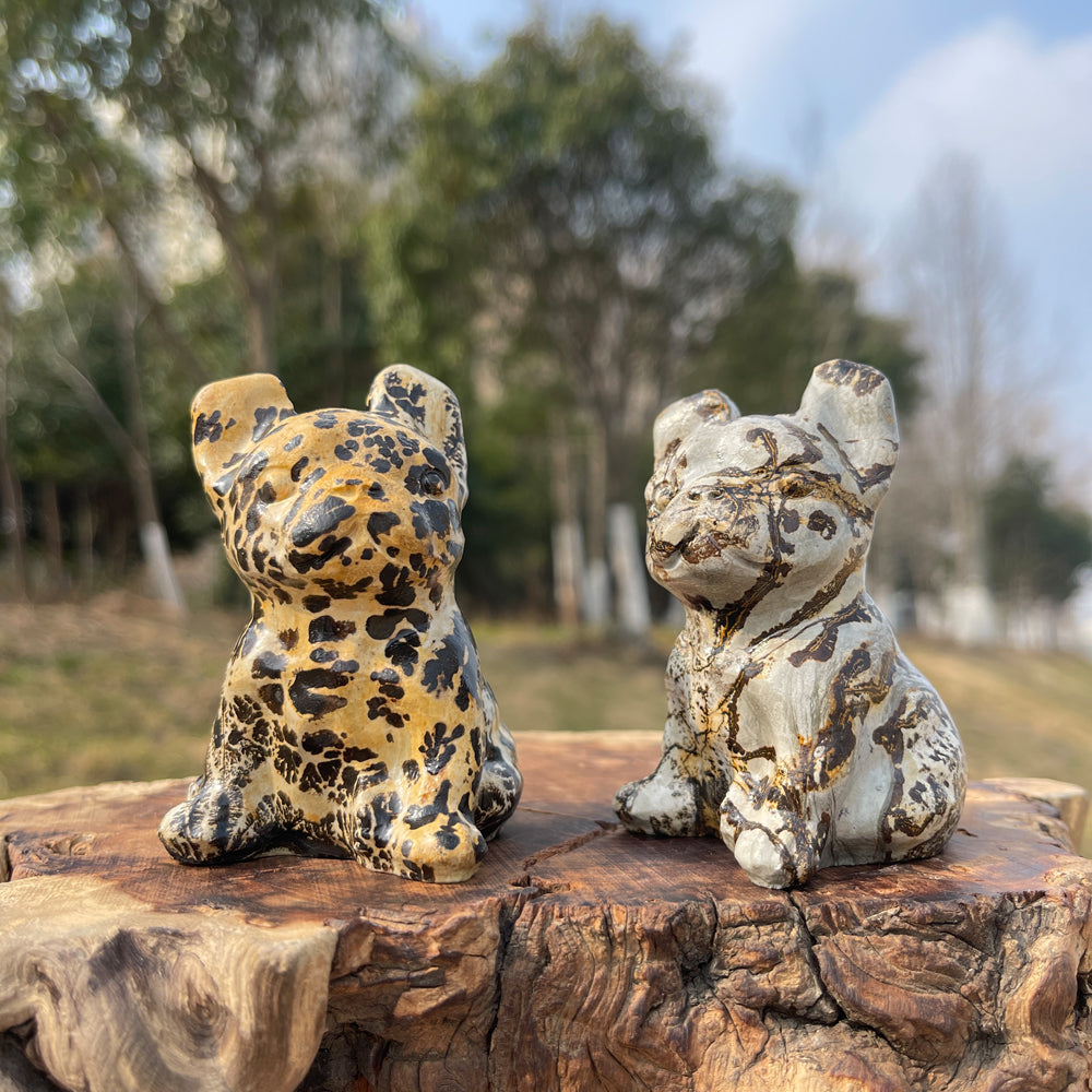 Natural Crystal Carving Picture Jasper French Bulldog