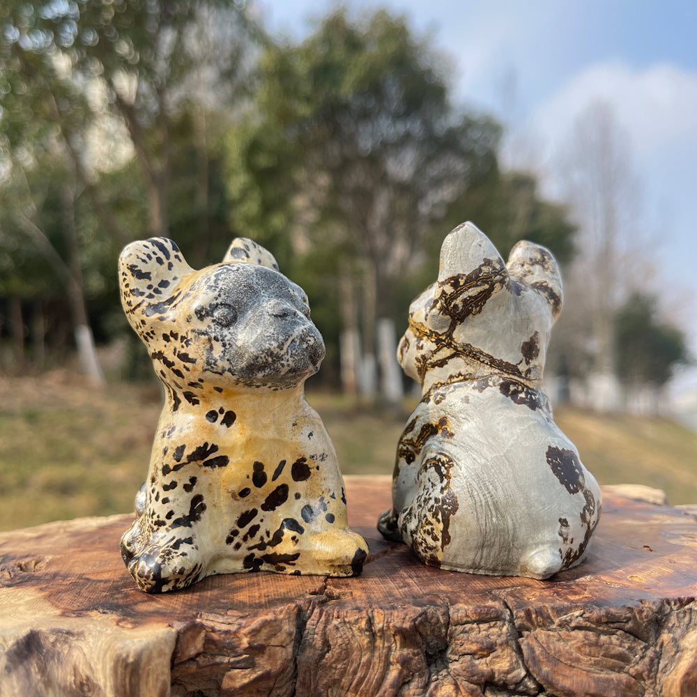 Natural Crystal Carving Picture Jasper French Bulldog