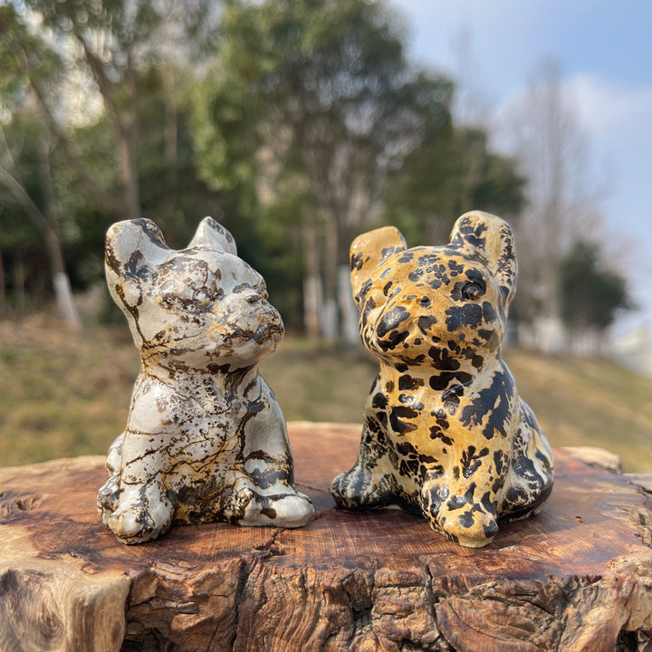 Natural Crystal Carving Picture Jasper French Bulldog
