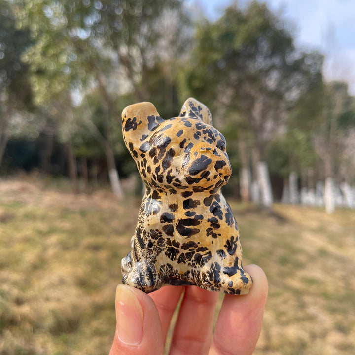 Natural Crystal Carving Picture Jasper French Bulldog