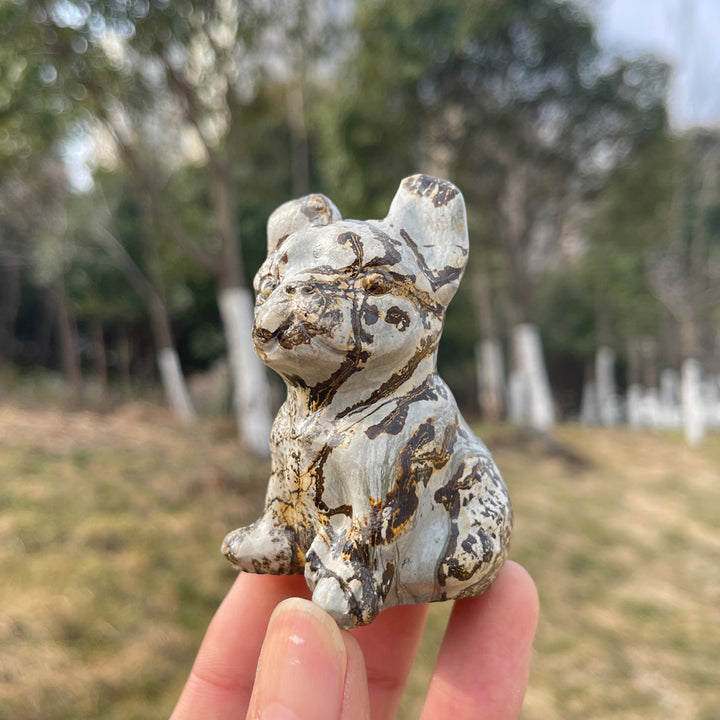 Natural Crystal Carving Picture Jasper French Bulldog