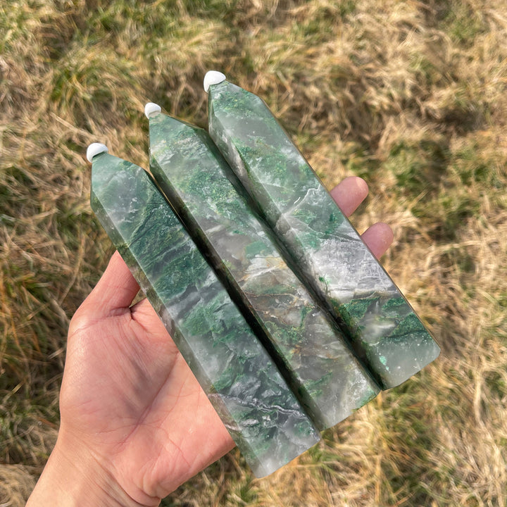 Natural Crystal African Green Jade Point