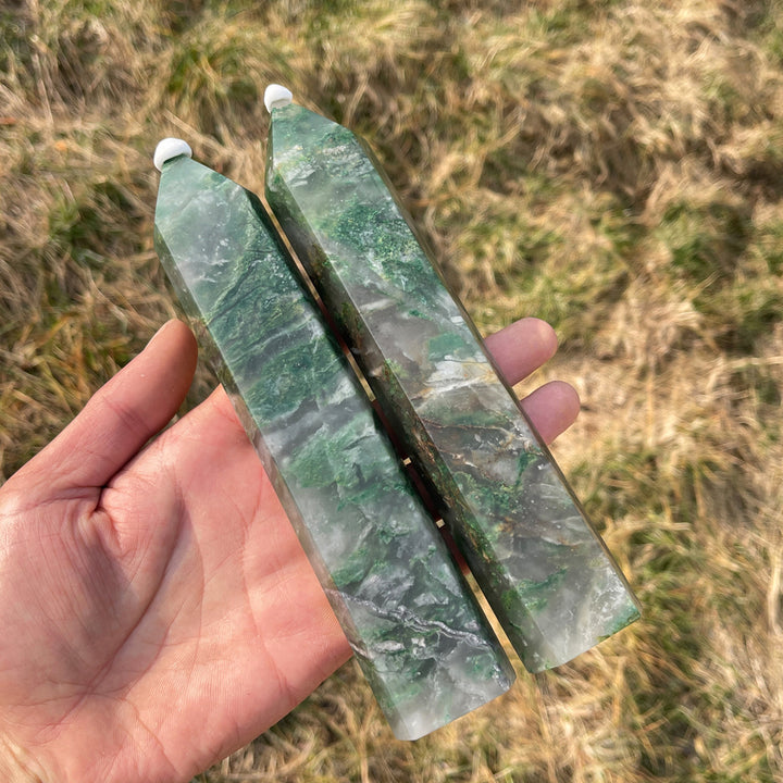Natural Crystal African Green Jade Point