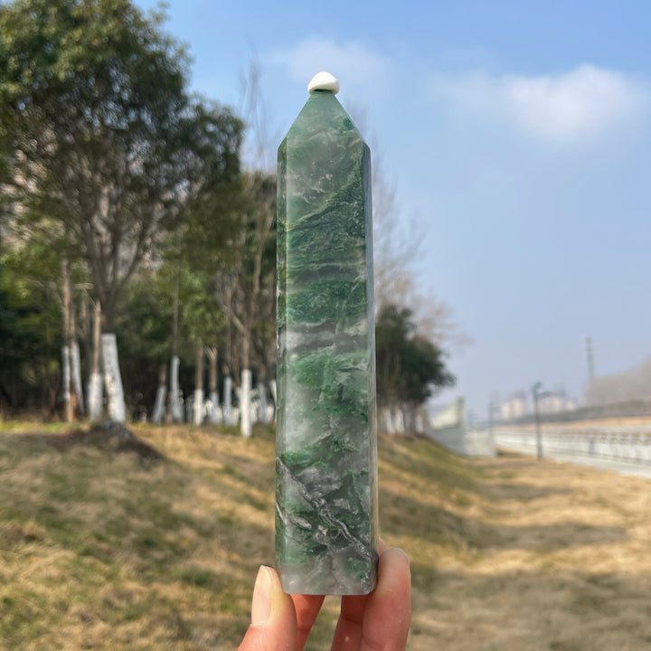 Natural Crystal African Green Jade Point